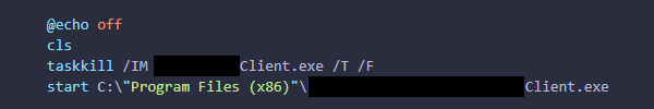 A Windows batch script that, when executed, closes the target duplicate application.